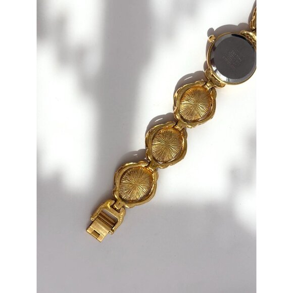 Gem Time Mother of Pearl Rhinestone Gold T Vintage Wristwatch - 22mm - WORKS! - Picture 8 of 10